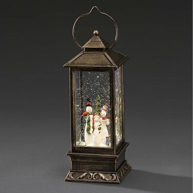 Dekorativna LED svetilka s snežakom, rjava