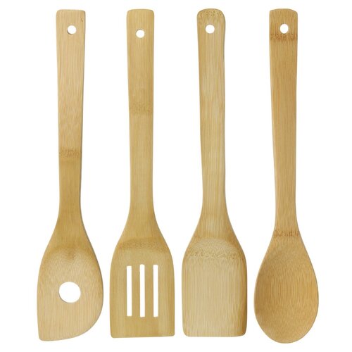 Excellent Houseware Set lesene kuhinjskepripomočke v stojalu, 5 kosov