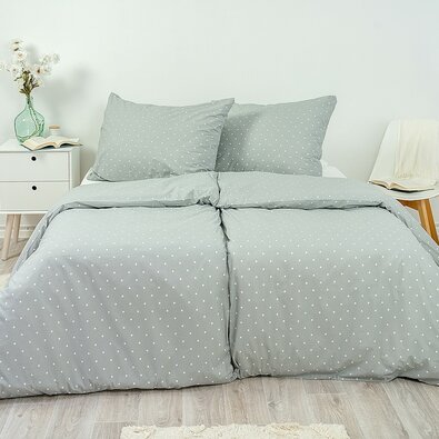 Stanex Крепова постільна білизна Сіра крапка, 140 x 220 см, 70 x 90 см