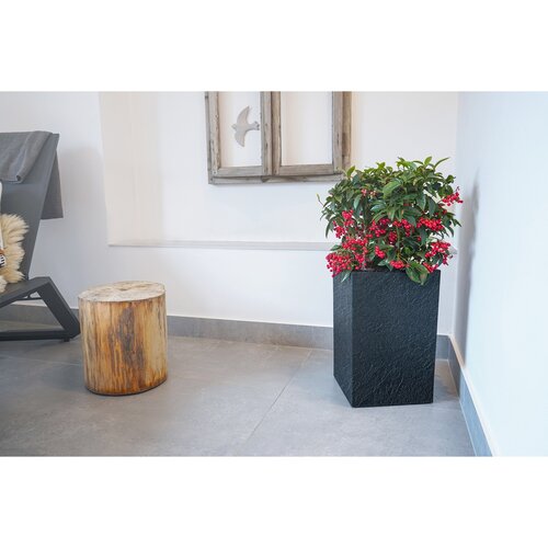 Ghiveci cu auto-udare Flower Lover CubicoStone antracit, 27 x 42 cm