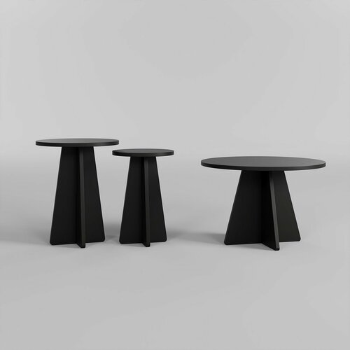 Zestaw stolików konferencyjnych Mushroom Black, 3 szt.