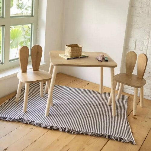 Set pentru copii cu măsuță și 2 scaune Bunny TwoChair Set - Brown
