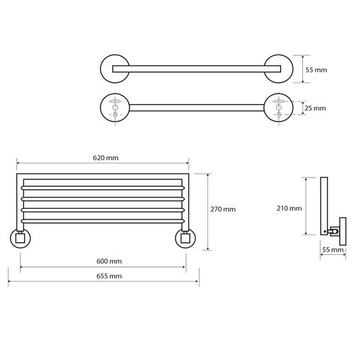 Suport de prosoape SAPHO XR420 X-Round 65 cm,argintiu