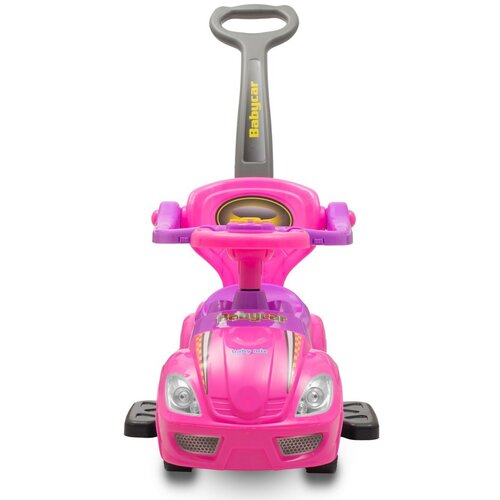 Baby Mix Detské odrážadlo s vodiacou tyčou 3v1 Mega Car, ružová