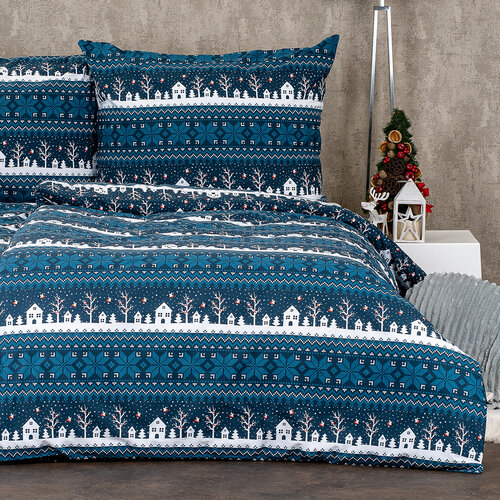 Lenjerie de pat 4Home Winter village, din bumbac, 140 x 220 cm, 70 x 90 cm