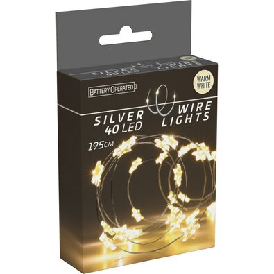 Csillag fénydrót 1,95 m, 40 mikro LED, meleg fehér