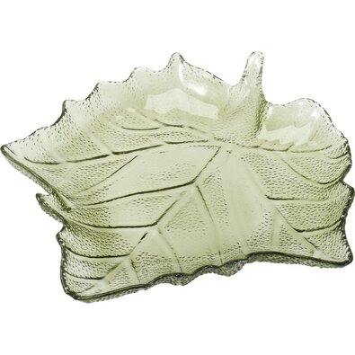 Szklany talerz List 26,3 × 25,5 × 4 cm, zielony