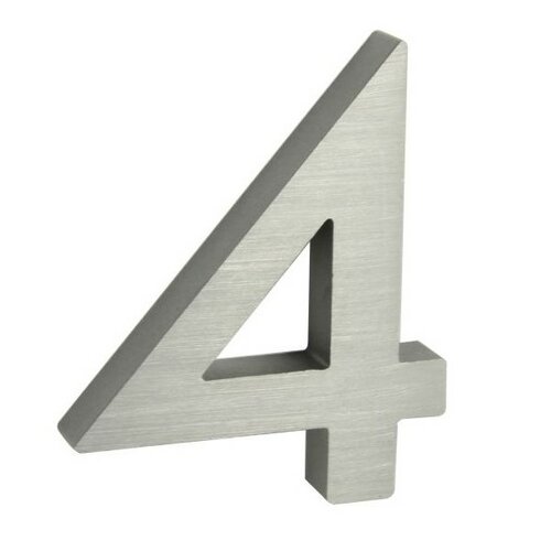 Aluminiowy numer domu 4, 3D, pow. szlifowana