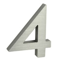 Alumínium házszám, 4, 3D, köszörült felület Alumínium házszám, 4, 3D, köszörült felület