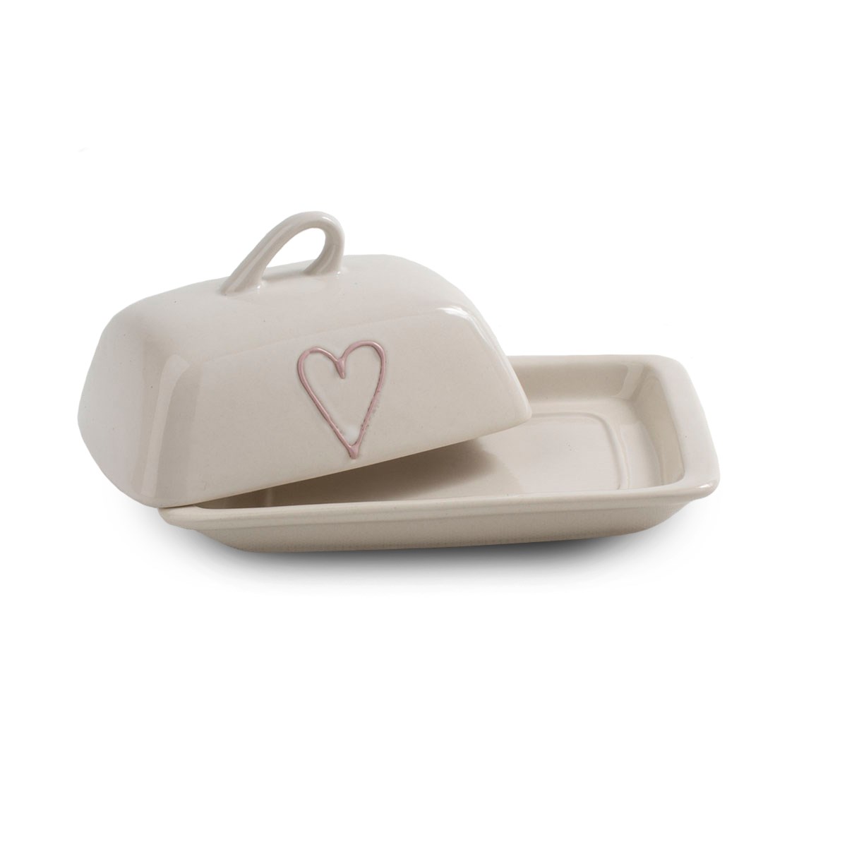 Keramická máslenka Heart, sv. červená