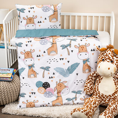Lenjerie de pat copii, din bumbac, 4Home Little giraffe, 100 x 135 cm, 40 x 60 cm