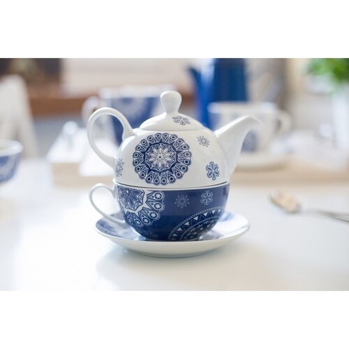 Filiżanka ze spodkiem Blue Laces 240 ml, niebieski