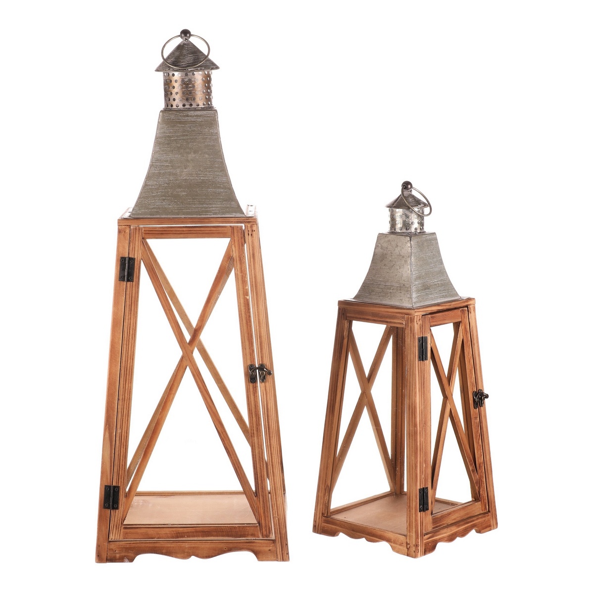 Fából készült lámpás készlet Alamena 2 db, barna