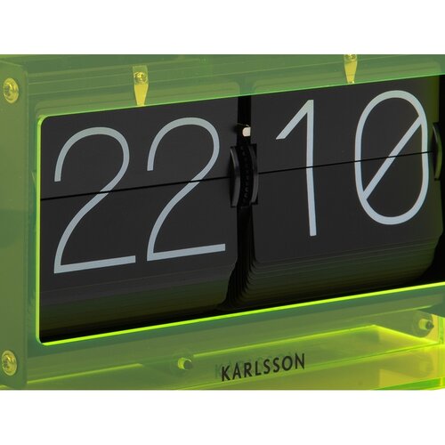 Karlsson 5976YE designové nástěnné/stolní překlápěcí hodiny zelená, 21 cm