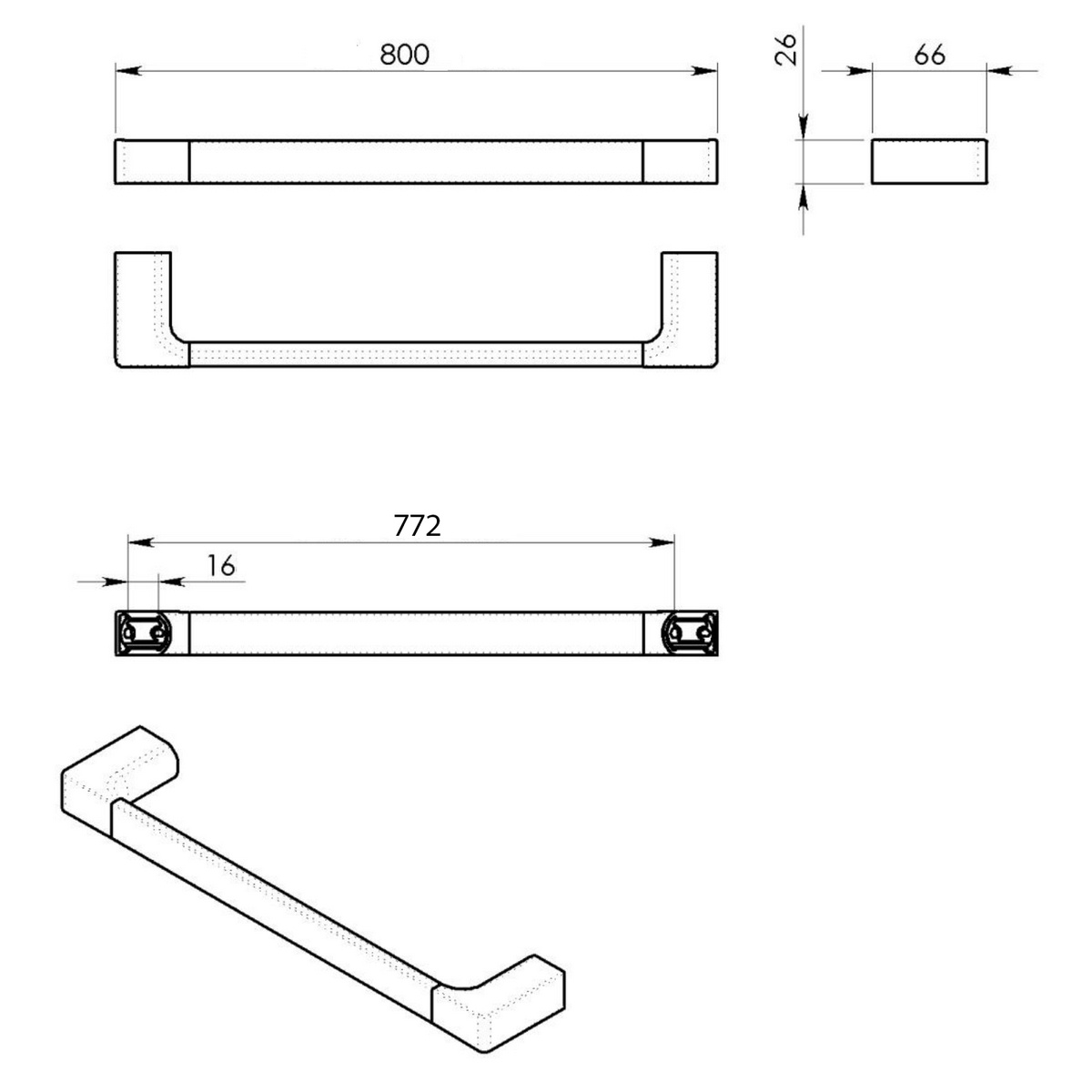 GEDY PI218002 Pirenei držiak uterákov 80 x 6,6 cm, biela mat