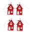 Casă suspendată din lemn, roșie, înălțime 9 cm,SET DE 4