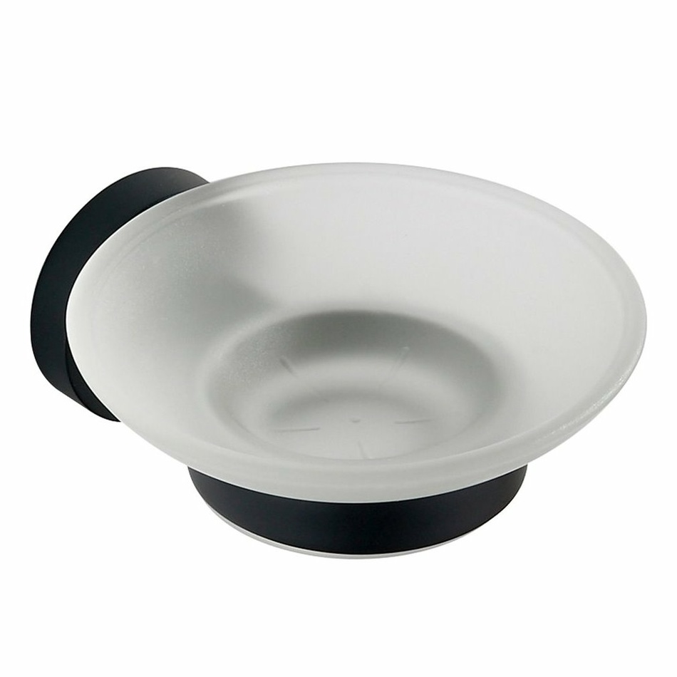 AQUALINE SB202 Samba szappantartó, tejes üveg,fekete