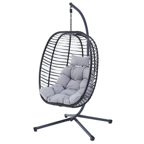 Autronic Hängesessel, Metall, Polyrattan, Grau, AZ-V1289 GREY