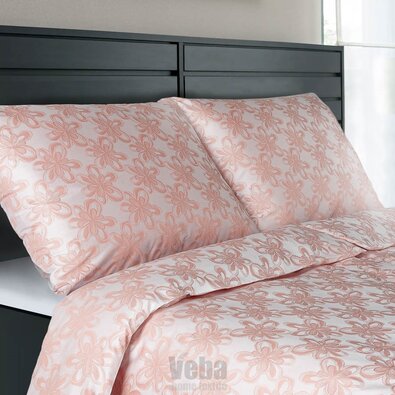 Veba Lenjerie de pat din damasc Geon Art Floare roz pudră, 140 x 220 cm, 70 x 90 cm