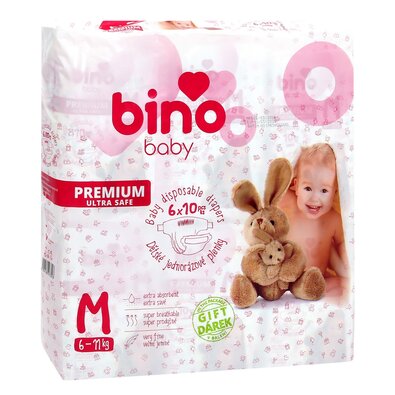 Bino Baby Detské jednorazové plienky Premium M, 60 ks