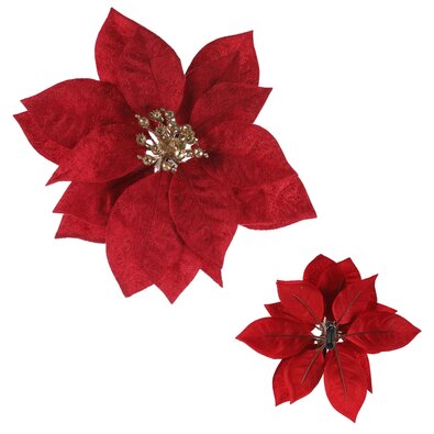 Sztuczny kwiat Poinsettia, czerwony, średnica 20cm
