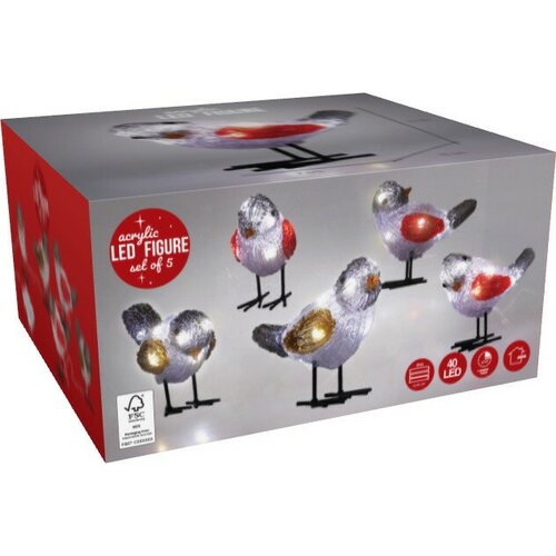 Decor iluminat de exterior Păsări 40 LED , albrece