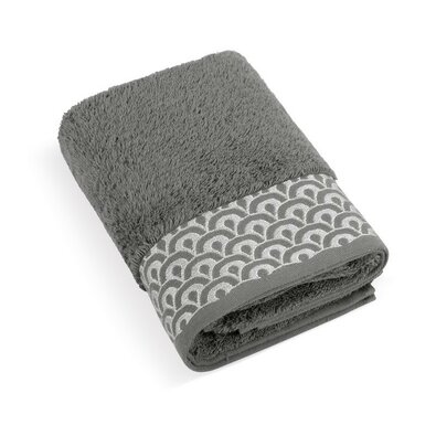 Prosop Bellatex frotir cu broderie, gri închis, 70 x 140 cm