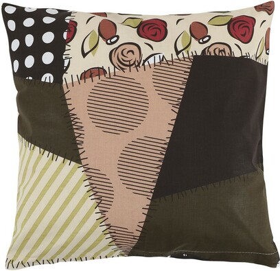 Poduszka Gita Brązowy patchwork, 45 x 45 cm