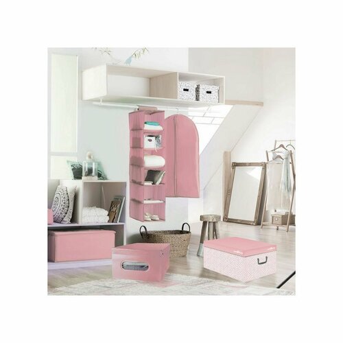 Compactor Zložljiva shranjevalna škatla Nordic, 50x 40 x 25 cm, roza