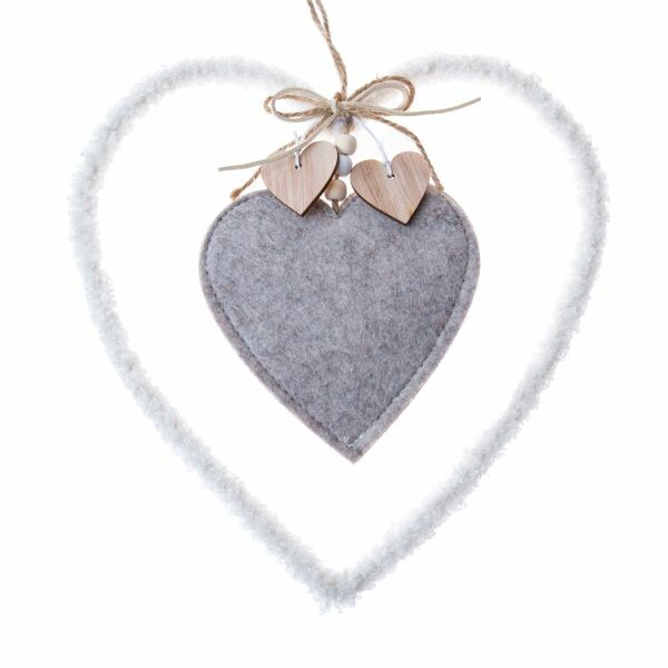 Textiní závěsné srdce 22,5 cm, fleece