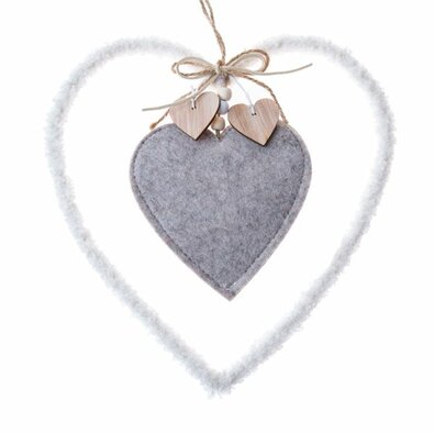 Tekstylne serce wiszące 22,5 cm, polar