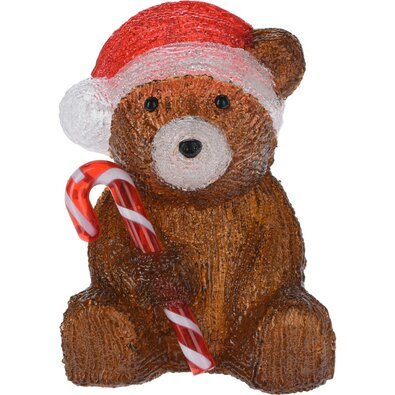 Vianočná LED dekorácia Candy bear, 24 cm