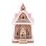 Vianočná dekorácia Perníková chalúpka s ružovou strechou, polyresin, LED, hnedá
