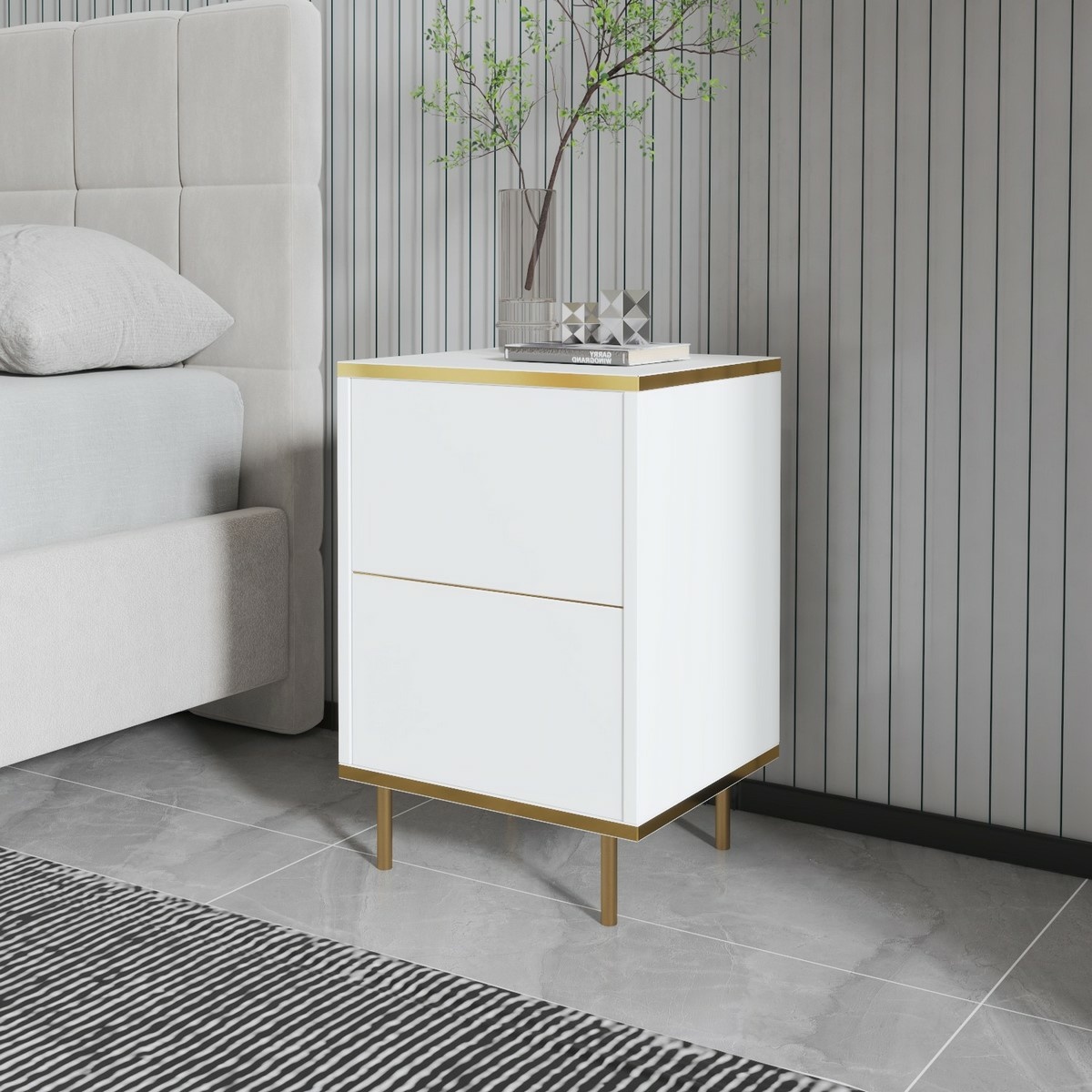 Nočný stolík Imaj White and Gold