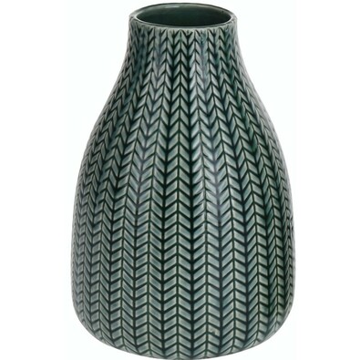 Porcelán váza Knit sӧtét zӧld, 16 cm