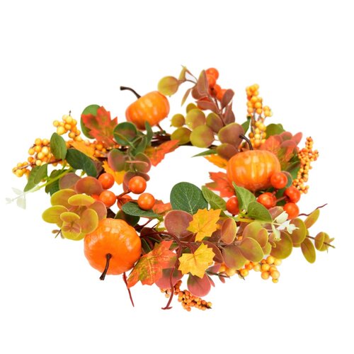 Jesenný veniec s tekvičkami a eukalyptom, 25 cm