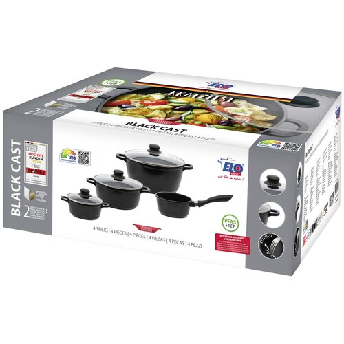 Elo 62440 Podstawowy 4-częściowy zestaw garnków zczarnego odlewu aluminiowego