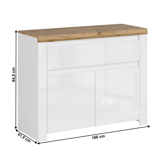 Dulap VILGO 2D1S, alb lucios