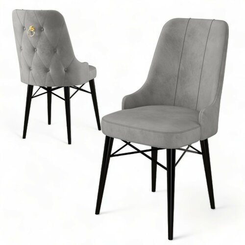 Set de scaune de sufragerie Pare Grey and Black, 6buc.