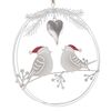 Vianočná závesná kovová dekorácia Vtáčiky, 14,5 x 16 x 1 cm