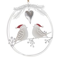 Weihnachtliche hängende Metalldekoration Vögel, 14,5 x 16 x 1 cm