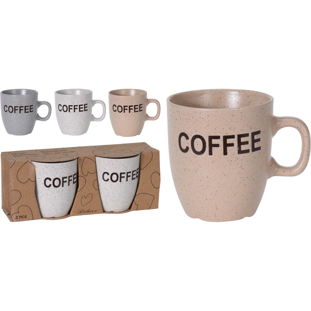Sada kameninových hrnků Cofee 150 ml, 2 ks, tm. šedá - thumb (1)