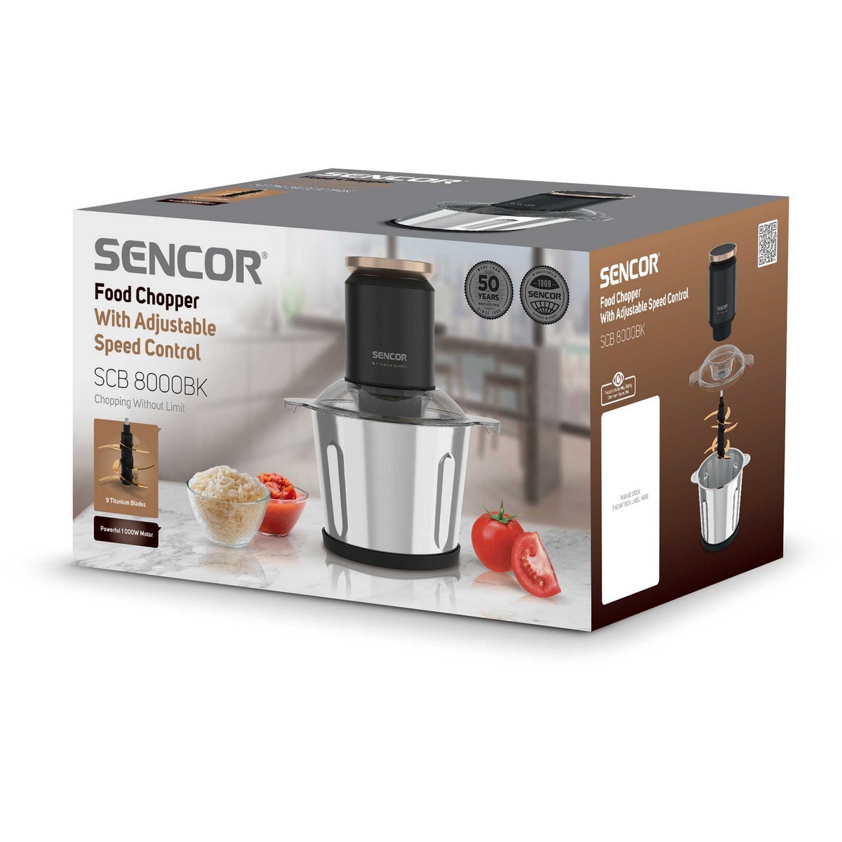 Sencor SCB 8000BK sekáčik potravín, čierna