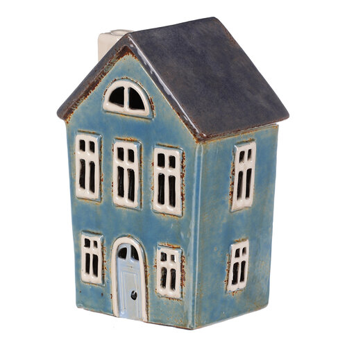 Kandeláber Domek kék, kerámia, 12  x 9 x 18 cm