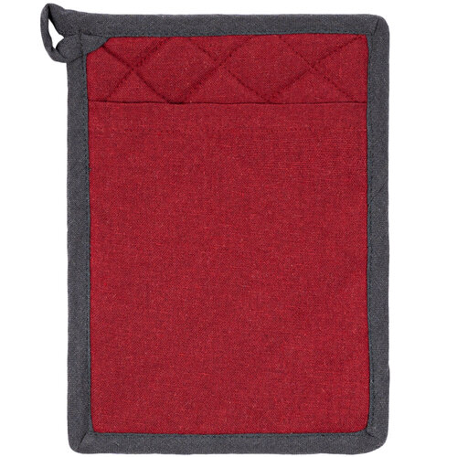 Potholder and trivet Heda wine red / grey, set of2