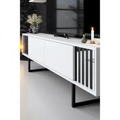 Chrome White and Black TV-asztal polcokkal