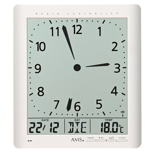 AMS 5896 digitálne nástenné i stolné hodiny, 21 x 24 cm