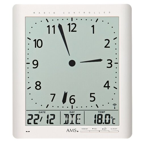 AMS 5896 digitální nástěnné i stolní hodiny, 21 x 24 cm