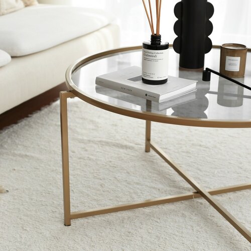 Couchtisch Sun Gold mit dunklem Glas