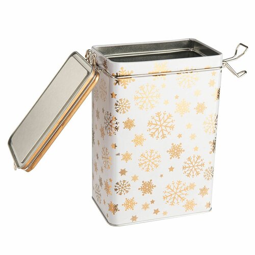 Altom Різдвяна бляшана коробка Золоті сніжинки, 12 x 8 x 19 см